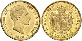 1876*1876. Alfonso XII. DEM. 25 pesetas. (Cal. 1). 8,07 g. EBC-.