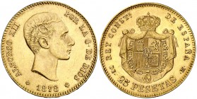 1878*1878. Alfonso XII. DEM. 25 pesetas. (Cal. 4). 8,07 g. EBC+.
