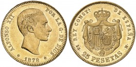 1878*1878. Alfonso XII. EMM. 25 pesetas. (Cal. 6). 8,06 g. EBC/EBC+.