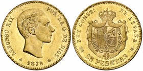 1879*1879. Alfonso XII. EMM. 25 pesetas. (Cal. 9). 8,08 g. EBC+.
