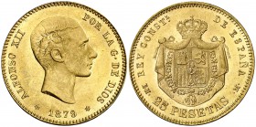 1879*1879. Alfonso XII. EMM. 25 pesetas. (Cal. 9). 8,07 g. EBC+.