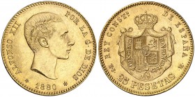 1880*1880. Alfonso XII. MSM. 25 pesetas. (Cal. 10). 8,06 g. EBC.