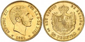 1881*1881. Alfonso XII. MSM. 25 pesetas. (Cal. 14). 8,06 g. Bella. EBC+.