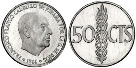 1966*1974. Estado Español. 50 céntimos. (Cal. 121). 0,94 g. Escasa. Proof.