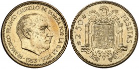 1953*1971. Estado Español. 2,50 pesetas. (Cal. 73). 6,96 g. Escasa. (Proof).