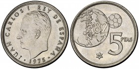 1975*80. Juan Carlos I. 5 pesetas. (Cal. 124). 5,75 g. Error del mundial. EBC.