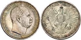 1867. Alemania. Prusia. Guillermo I. A (Berlín). 1 taler. (Kr. 494). 18,50 g. AG. EBC-.