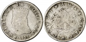 1821. Colombia. Cundinamarca. 8 reales. (Kr. C6). 21,39 g. AG. Escasa. (BC).