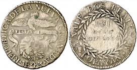 1843/2. Colombia. Nueva Granada. Popayán. UM. 2 reales. (Kr. 97.2). 5,36 g. AG. Escasa. MBC.