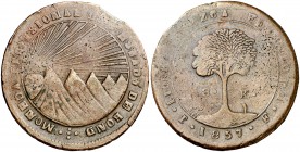 1857. Honduras. T (Tegucipalpa). FL. 8 reales. (Kr. 21a). 23,36 g. CU. MBC-.