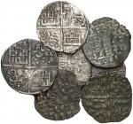 Alfonso X (1252-1284). Lote de 7 dineros de las seis líneas, diversas marcas. BC+/MBC.