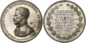 1860. Prim, Marqués de los Castillejos. Guerra de África. (Cru.Medalles 319c) (V.Q. 14348) (V. 809). 68,91 g. 55 mm. Grabador: Pomar. Golpecitos. (EBC...