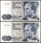 1985. 10000 pesetas. (Ed. E7. 24 de septiembre, Juan Carlos I / Felipe. Pareja correlativa sin serie. S/C-.