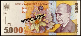1998. Rumanía. Banca Nationala. A României. 5000 lei. (Pick 107s). SPECIMEN. Plastificado por la PMG como Superb Gem Unc. 67. S/C.
