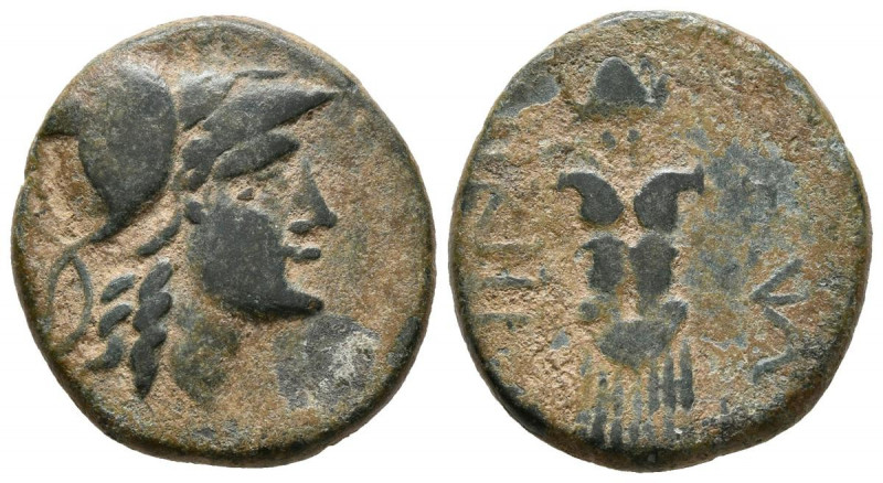 PERGAMO, Misia. Ae21. (Ae. 6,36g/21mm). 200-133 d.C. (SNG Paris 1875). Anv: Cabe...