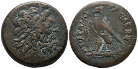 REINO PTOLEMAICO, Ptolomeo IV Philopator. Dracma. (Ae. 65,29g/40mm). 222-205 a.C. (Sng Copenhagen 199-200). Anv: Cabeza de Zeus laureada a derecha. Re...