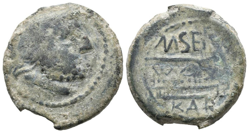 CARTEIA (San Roque, Cádiz). Semis. (Ae. 6,20g/22mm). 80-20 a.C. (FAB-624). Anv: ...