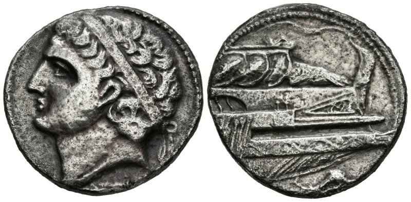 CARTAGONOVA (Cartagena, Murcia). Trishekel. (Ar. 18,95g/30mm). 235-220 a.C. (FAB...