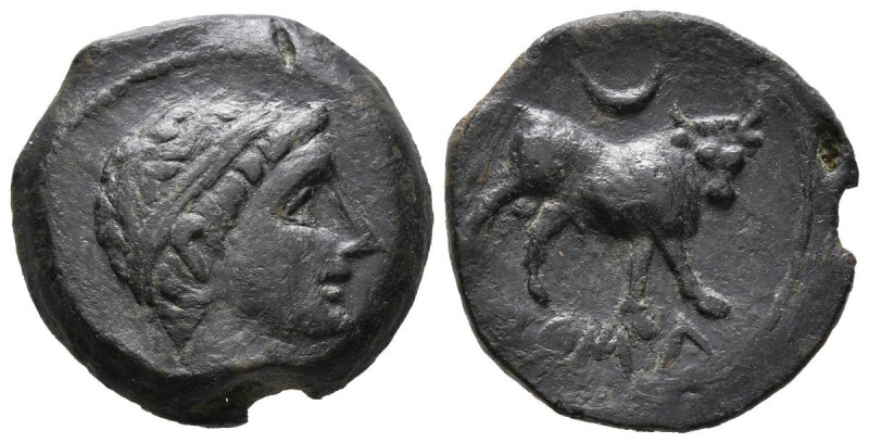CASTULO (Cazlona, Jaén). Semis. (Ae. 5,17g/19mm). 180 a.C. (FAB-716). Anv: Cabez...