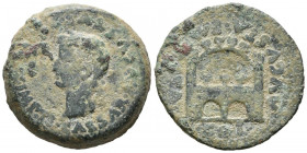 EMERITA AUGUSTA (Mérida, Badajoz). As. (Ae. 13,17g/27mm). 14-36 d.C. (FAB-1055). Anv: Cabeza de Tiberio a izquierda, alrededor leyenda: TI CAESAR AVG ...