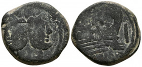 ACUÑACIONES ANONIMAS. As. (Ae. 17,83g/30mm). 157-155 a.C. Roma. (Crawford 197). Anv: Cabeza de Jano bifronte, encima I. Rev: Proa a derecha, delante I...