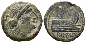 ACUÑACIONES ANONIMAS. Semis de imitación hispana. (Ae. 7,20g/22mm). 211 a.C. Roma. (FAB-R44). Anv: Cabeza laureada de Hércules a derecha, detrás S. Re...
