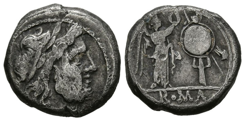 ACUÑACIONES ANONIMAS. Victoriato. (Ar. 3,39g/16mm). 211-208 a.C. Roma. (Crawford...