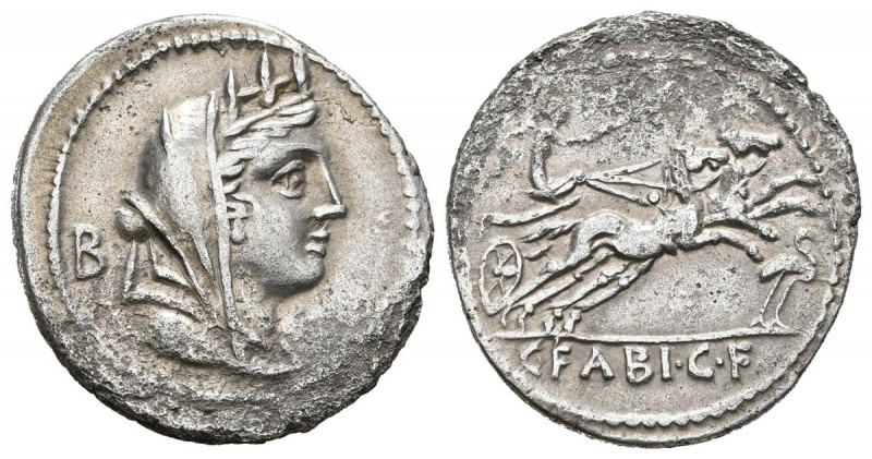 GENS FABIA. Denario. (Ar. 3,66g/22mm). 104 a.C. Roma. (Crawford 322/1b; FFC 702)...