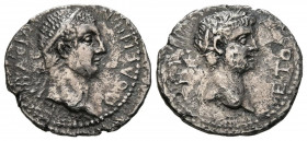 POLEMO II y NERON. Dracma. (Ar. 2,63g/18mm). 57-58 d.C. Nicomedia. (Seaby 5425). Anv: Cabeza diademada de Polemo II a derecha, alrededor leyenda grieg...