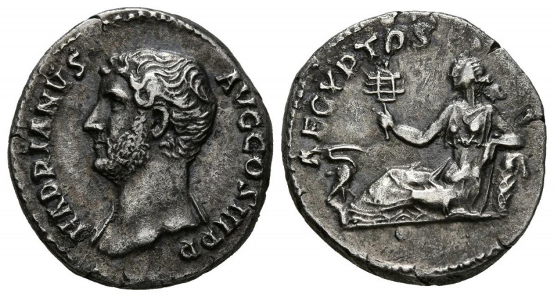 ADRIANO. Denario. (Ar. 2,90g/18mm). 130-133 d.C. Roma. (RIC 1484). Anv: Busto de...