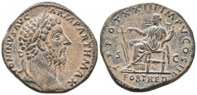 MARCO AURELIO. Sestercio. (Ae. 22,83g/31mm). 167-168 d.C. Roma. (RIC 962). Anv: Cabeza laureada de Marco Aurelio a derecha, alrededor leyenda: M ANTON...