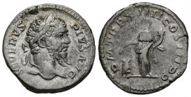SEPTIMIO SEVERO. Denario. (Ar. 3,64g/19mm). 206 d.C. Roma. (RIC 200). Anv: Cabeza laureada de Septimio Severo a derecha, alrededor leyenda: SEVERVS PI...