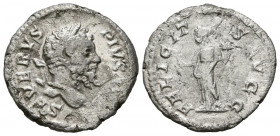 SEPTIMIO SEVERO. Denario. (Ar. 2,46g/19mm). 200-210 d.C. Roma. (RIC 261). Anv: Cabeza laureada de Septimio Severo a derecha, alrededor leyenda: SEVERV...
