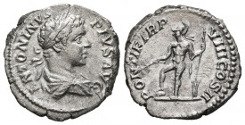 CARACALLA. Denario. (Ar. 1,68g/18mm). 205 d.C. Roma. (RIC 80b). Anv: Busto laureado y drapeado de Caracalla a derecha, alrededor leyenda: ANTONINVS PI...