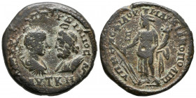 GORDIANO III. Pentassarion. (Ae. 12,67g/27mm). 238-241 d.C. Marcianopolis. Anv: Bustos de Gordiano III y Serapis enfrentado, alrededor leyenda griega....