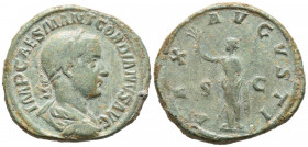 GORDIANO III. Sestercio. (Ae. 20,50g/32mm). 238-239 d.C. Roma. (RIC 256a). Anv: Busto drapeado y laureado de Gordiano III a derecha, alrdedor leyenda:...
