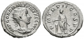 GORDIANO III. Antoniniano. (Ar. 4,67g/23mm). 239 d.C. Roma. (RIC 37). Anv: Busto radiado y drapeado de Gordiano III a derecha, alrededor leyenda: IMP ...
