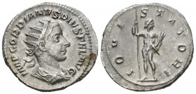 GORDIANO III. Antoniniano. (Ar. 3,94g/23mm). 241-243 d.C. Roma. (RIC 84). Anv: Busto radiado y drapeado de Gordiano III a derecha, alrededor leyenda: ...