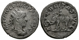 FILIPO I. Antoniniano. (Ar. 2,85g/22mm). 247-249 d.C. Antioquía. (RIC 58). Anv: Busto radiado y drapeado de Filipo I a derecha, alrededor leyenda: IMP...