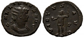 GALIENO. Antoniniano. (Ae. 3,29g/20mm). 253-268 d.C. Roma. (RIC no cita). Anv: Busto radiado y con coraza de Galieno a derecha, alrededor leyenda: GAL...