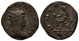 GALIENO. Antoniniano. (Ae. 3,18g/20mm). 253-268 d.C. Mediolanum. (RIC 311). Anv: Cabeza radiada de Galieno a derecha, alrededor leyenda: IMP GALLIENVS...