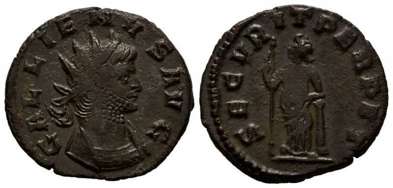 GALIENO. Antoniniano. (Ae. 3,01g/20mm). 265-267 d.C. Roma. (RIC 516). Anv: Busto...