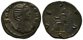 SALONINA. Antoniniano. (Ae. 3,35g/20mm). 260-261 d.C. Roma. (RIC 32). Anv: Busto diademado y drapeado sobre creciente de Salonina a derecha, alrededor...