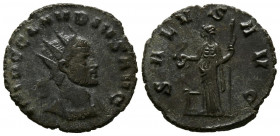 CLAUDIO II. Antoniniano. (Ae. 3,13g/20mm). 268-270 d.C. Antioquía. (RIC 98). Anv: Busto radiado y con coraza de Claudio II, alrededor leyenda: IMP CLA...