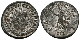 TACITO. Antoniniano. (Ve. 3,38g/21mm). 276 d.C Lugdunum. (RIC 43). Anv: Busto radiado, drapeado y con coraza de Tacito a derecha, alrededor leyenda: I...