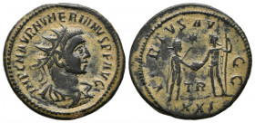 NUMERIANO. Antoniniano. (Ae. 3,81g/21mm). 238-284 d.C. Treveri. (RIC 380). Anv: Busto radiado, drapeado y con coraza de Numeriano a derecha, alrededor...