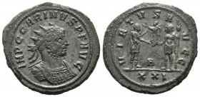 CARINO. Antoniniano. (Ae. 4,27g/23mm). 284 d.C. Siscia. (RIC 326). Anv: Busto radiado y con coraza de Carino a derecha, alrededor leyenda: IMP C CARIN...