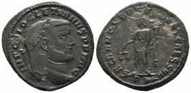 DIOCLECIANO. Follis. (Ae. 7,86g/28mm). 300-303 d.C. Ticinio. (RIC 45a). Anv: Cabeza laureada de Diocleciano a derecha, alrededor leyenda: IMP C DIOCLE...