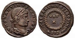 CONSTANTINO II. Follis. (Ae. 2,91g/18mm). 320-321 d.C. Siscia. (RIC 166). Anv: Busto laureado de Constantino II a derecha, alrededor leyenda: CONSTANT...