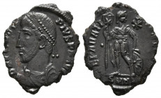 PROCOPIO. Follis. (Ae. 1,97g/20mm). 364-367 d.C. Heráclea. (RIC 7). Anv: Busto diademado y drapeado de Procopio a izquierda, alrededor leyenda: D N PR...